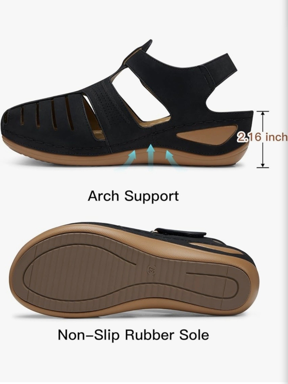 SHIBEVER Women's Wedge Sandals Summer: Closed Toe Sandals  Platform